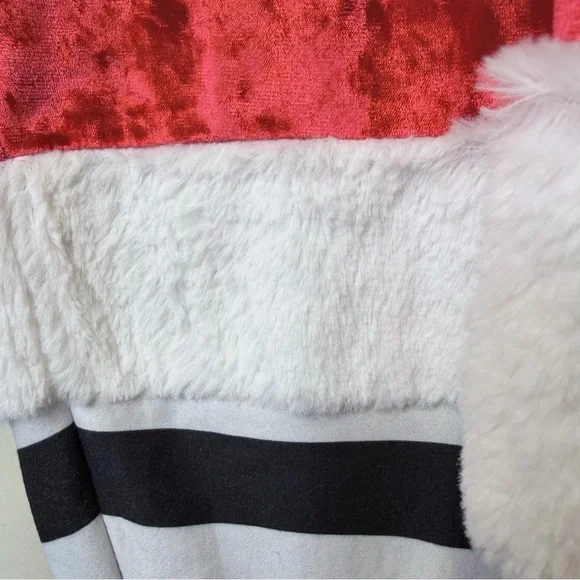 Santa Plus Size Velvet Fuzzy Striped Sequin Leggings Christmas Pullon Pants - Picture 8 of 13